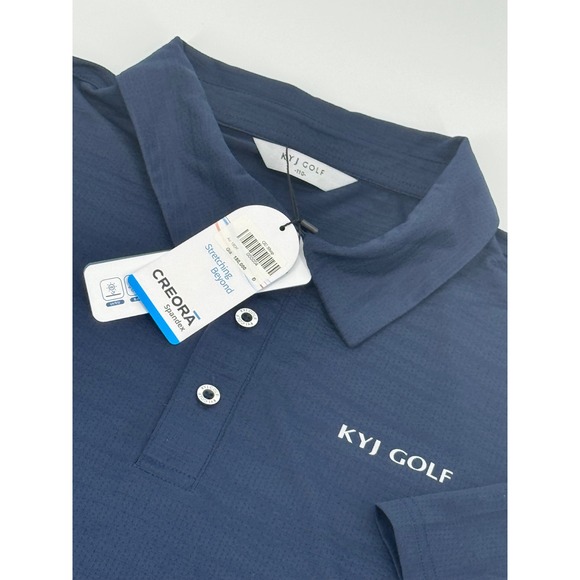 KYJ Golf Other - KYJ (Kim Young Joo) Golf Mens Navy Blue Performance Polo Shirt Size 110 L NWT